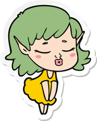 sticker of a pretty cartoon elf girl