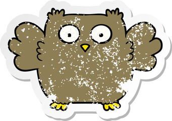 distressed sticker of a cute cartoon owl