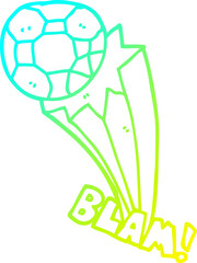 cold gradient line drawing cartoon kicked soccer ball