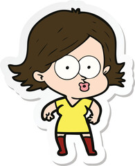 sticker of a cartoon girl pouting