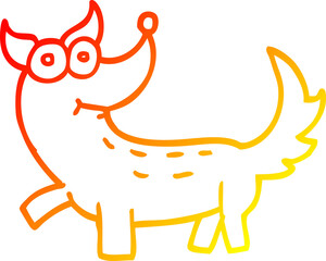 warm gradient line drawing cartoon dog