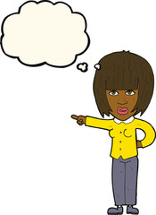 cartoon pointing annoyed woman with thought bubble