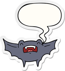 cartoon vampire bat and speech bubble sticker
