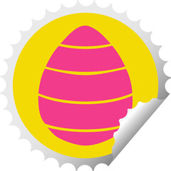 quirky circular peeling sticker cartoon easter egg