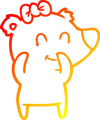 warm gradient line drawing female bear cartoon