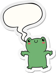 cartoon frog and speech bubble sticker