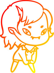 warm gradient line drawing cartoon friendly vampire girl