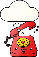 cute cartoon telephone and thought bubble in smooth gradient style