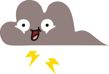 flat color retro cartoon storm cloud