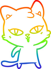 rainbow gradient line drawing cartoon cat