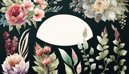 flowers with black background, card