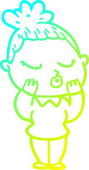 cold gradient line drawing cartoon calm woman