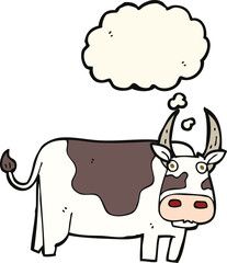 cartoon bull with thought bubble