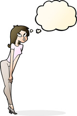 cartoon attractive girl with thought bubble