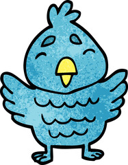 cartoon doodle blue bird