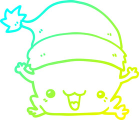 cold gradient line drawing cute cartoon christmas frog