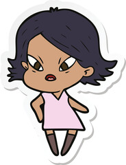 sticker of a cartoon stressed woman