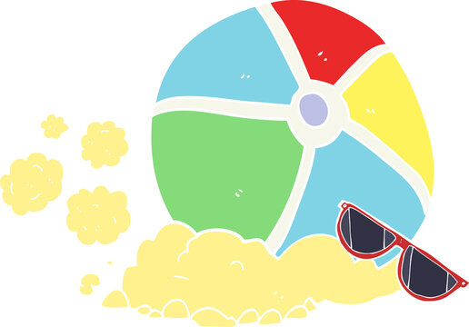 flat color illustration of a cartoon beach ball