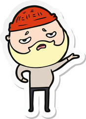 sticker of a cartoon worried man with beard
