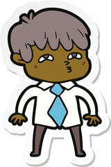 sticker of a cartoon curious man