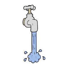 cartoon running faucet