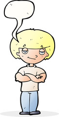 cartoon smug looking man with speech bubble