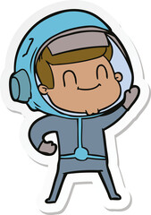 sticker of a happy cartoon astronaut