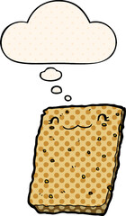cartoon biscuit and thought bubble in comic book style