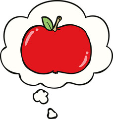 cartoon apple and thought bubble