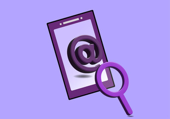 telephone with 3d elements and magnifying glass