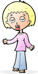 cartoon tired woman