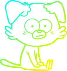 cold gradient line drawing nervous dog cartoon