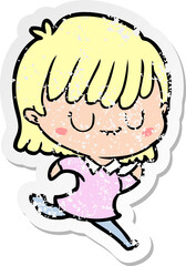 distressed sticker of a cartoon woman
