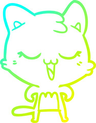 cold gradient line drawing happy cartoon cat