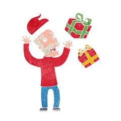 cartoon old man stressing about christmas