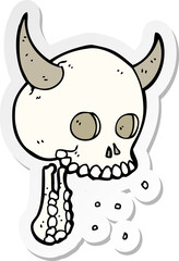 sticker of a cartoon spooky skull