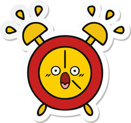 sticker of a cute cartoon alarm clock