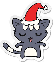 christmas sticker cartoon of kawaii cat