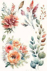 flowers with white background, card