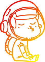 warm gradient line drawing cartoon confident astronaut
