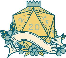 natural twenty D20 dice roll illustration