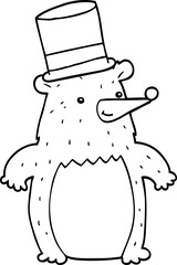 cartoon bear in top hat