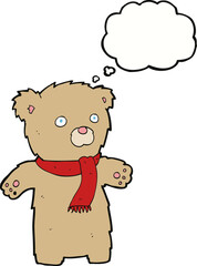 cartoon teddy bear with thought bubble