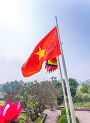 view inside of Imperial Citadel of Thang Long in Hanoi, Vietnam, the main gate (called as Doan Mon), Kinh Thien palace. Travel and landscape concept. © CravenA