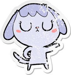 distressed sticker of a cute cartoon dog
