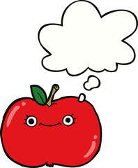 cute cartoon apple and thought bubble