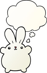 cute cartoon rabbit and thought bubble in smooth gradient style