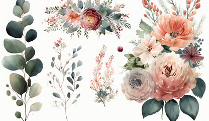 flowers with white background, card