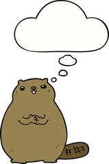 cartoon beaver and thought bubble