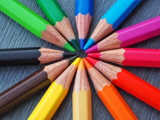 cículo de lápices de colores macro